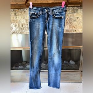 Miss Me Denim Jeans 28 Rhinestones & Stitching